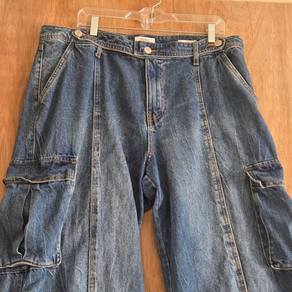 Denim Cargo Jogger Jeans Womens 14 Blue Baggy Zipper Ankle Streetwear Y2K